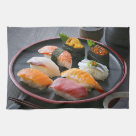 Round Plate Sushi Art キッチンタオル