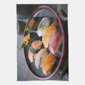 Round Plate Sushi Art キッチンタオル (縦)