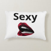 Round Pop Art Pillow Red Polka Dot Lips with "Sexy アクセントクッション (裏面)
