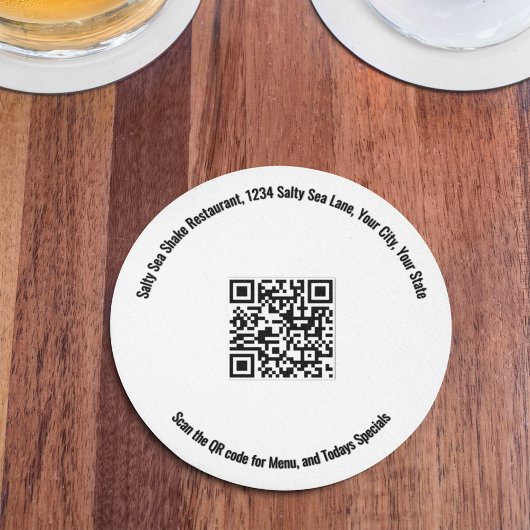 Round Restaurant QR Code Menu and Specials ラウンドペーパーコースター