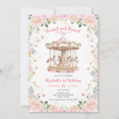 Round & Round Floral Carousel Birthday Invitation 招待状 (正面)