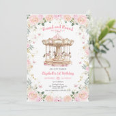 Round & Round Floral Carousel Birthday Invitation 招待状 (スタンド正面)