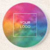 Round Sandstoneに自分のビジネスロゴをアップロード コースター (正面)