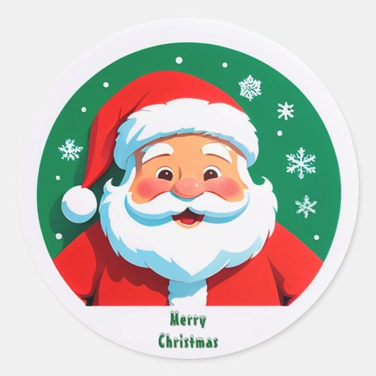 Round Santa Christmas Emblem For Holiday Decor ラウンドシール (正面)