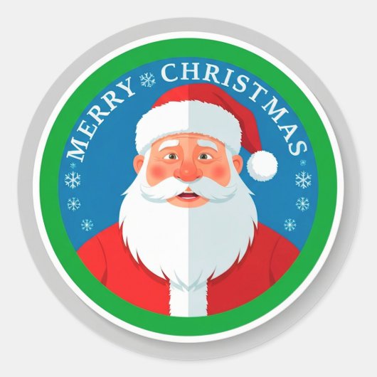 Round Santa Christmas Emblem For Holiday Decor ラウンドシール (正面)