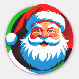 Round Santa Christmas Emblem For Holiday Decor ラウンドシール