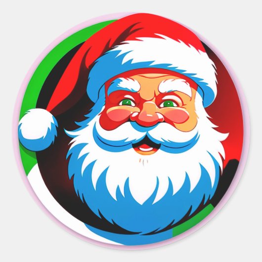 Round Santa Christmas Emblem For Holiday Decor ラウンドシール (正面)