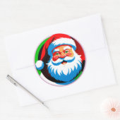 Round Santa Christmas Emblem For Holiday Decor ラウンドシール (封筒)