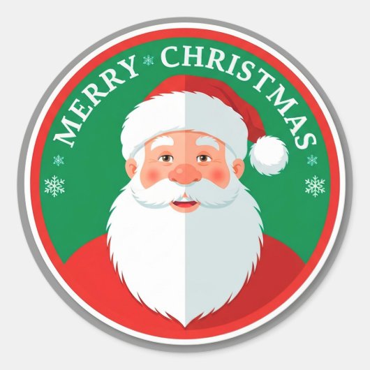 Round Santa Christmas Emblem For Holiday Decor ラウンドシール (正面)