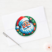 Round Santa Christmas Emblem For Holiday Decor ラウンドシール (封筒)