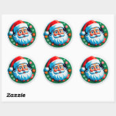 Round Santa Christmas Emblem For Holiday Decor ラウンドシール (シート)