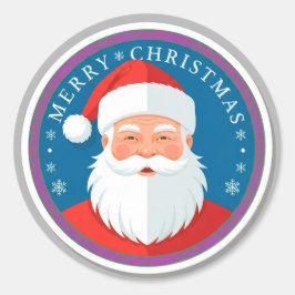 Round Santa Christmas Emblem For Holiday Decor ラウンドシール