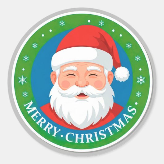 Round Santa Christmas Emblem For Holiday Decor ラウンドシール (正面)