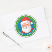 Round Santa Christmas Emblem For Holiday Decor ラウンドシール (封筒)