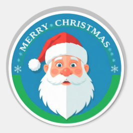 Round Santa Christmas Emblem For Holiday Decor ラウンドシール