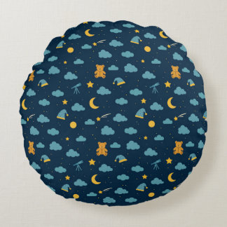 Round Snuggle Pillow – Celestial Teddy Adventure ラウンドクッション