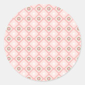 Round sticker design featuring pink and white  ラウンドシール (正面)