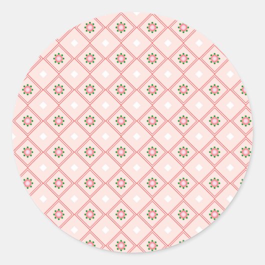 Round sticker design featuring pink and white  ラウンドシール (正面)