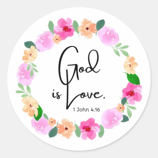Round Sticker God is Love Bible Verse ラウンドシール (正面)