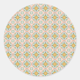 Round sticker with a floral geometric pattern ラウンドシール