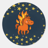 Round Stickers with a red horses ラウンドシール (正面)