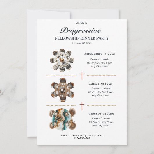 Round Table Progressive Dinner Invitation 招待状 (正面)