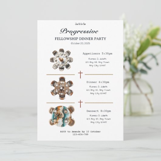 Round Table Progressive Dinner Invitation 招待状 (スタンド正面)