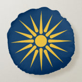 Round Throw Pillow with flag of Macedonia, Greece ラウンドクッション (裏面)