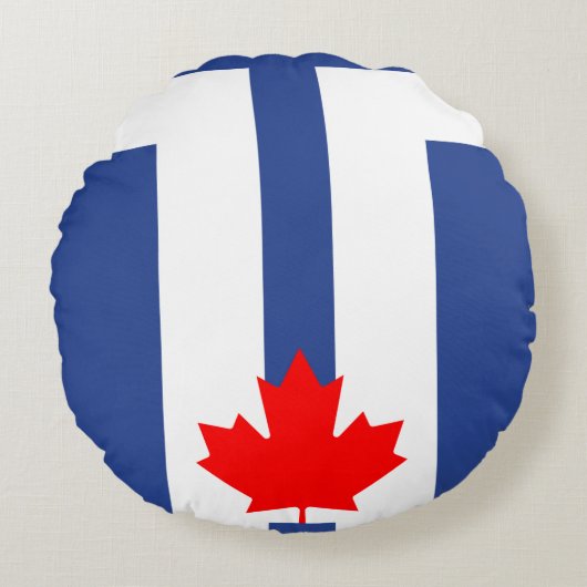 Round Throw Pillow with flag of Toronto, Canada ラウンドクッション (正面)