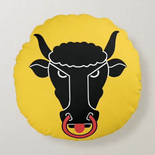 Round Throw Pillow with flag of Uri, Switzerland ラウンドクッション (正面)