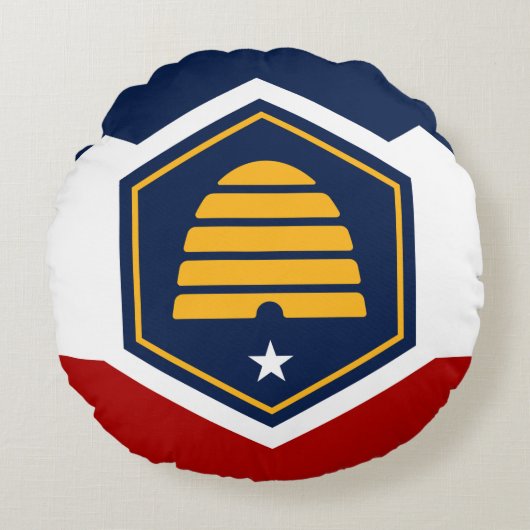 Round Throw Pillow with new flag of Utah, USA ラウンドクッション (正面)