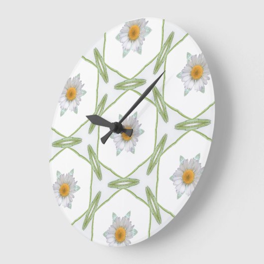 Round Wall Clock - Geometric Daisy Design ラージ壁時計 (傾斜)