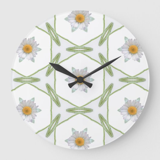 Round Wall Clock - Geometric Daisy Design ラージ壁時計 (正面)