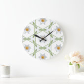 Round Wall Clock - Geometric Daisy Design ラージ壁時計 (ホーム)