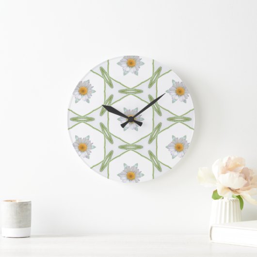 Round Wall Clock - Geometric Daisy Design ラージ壁時計 (ホーム)