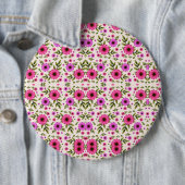 Round wall clock with a vibrant floral design 缶バッジ (インサイチュ)
