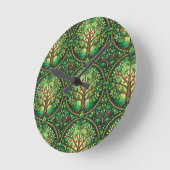 Round wall clock with a vibrant tree pattern ラウンド壁時計 (傾斜)