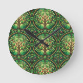 Round wall clock with a vibrant tree pattern ラウンド壁時計 (正面)