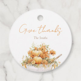 Round Watercolor Pumpkin Carriage Fall Favor Tag フェイバータグ