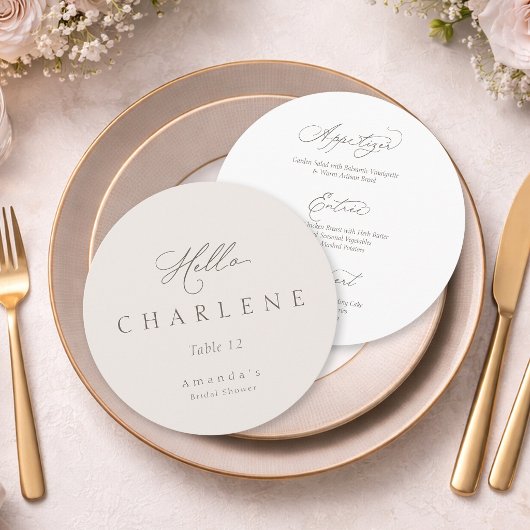 Round Wedding Menu Card Minimal Bridal Shower メニュー