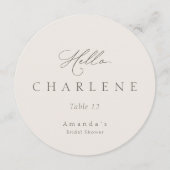 Round Wedding Menu Card Minimal Bridal Shower メニュー (正面)