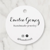 Round White Calligraphy Script Hang Tag Design フェイバータグ (裏面)