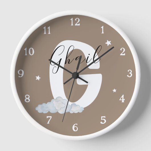 Round White Wood Frame Boho Nursery Wall Clock 壁時計 (正面)
