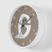 Round White Wood Frame Boho Nursery Wall Clock 壁時計 (傾斜)