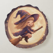 Round Witch Halloween Pillow – Spooky Decor ラウンドクッション (裏面)