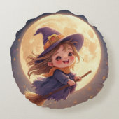Round Witch Halloween Pillow – Spooky Decor ラウンドクッション (裏面)