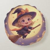  Round Witch Halloween Pillow – Spooky Decor ラウンドクッション (裏面)