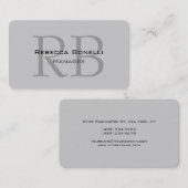 Rounded Gray Monogram Manager名刺 名刺 (正面/裏面)