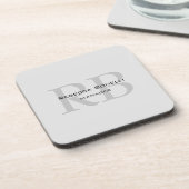 Rounded White Gray Monogram Manager コースター (左側)