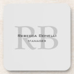 Rounded White Gray Monogram Manager コースター<br><div class="desc">You Can Easily Change the Fonts,  Bacground Image and Color,  Letter Characters.</div>